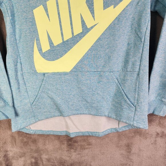 Girls Nike Blue Pullover Fleece Hoodie Sweatshirt Front Logo Long Sleeve Size XL - Picture 3 of 11